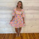 Summer Floral Square Neck Puff Sleeve Babydoll Dress