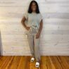 Bow Detail Stripe Textured Woven Pants With Front Pockets
