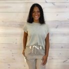 Washed 100% Cotton Cuffed Short Sleeve Top