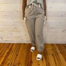 Bow Detail Stripe Textured Woven Pants With Front Pockets