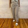 Bow Detail Stripe Textured Woven Pants With Front Pockets