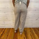 Bow Detail Stripe Textured Woven Pants With Front Pockets