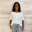 Woven Airflow V-Neck Dolman Short Sleeve Top