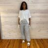 Bow Detail Stripe Textured Woven Pants With Front Pockets