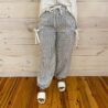 Bow Detail Stripe Textured Woven Pants With Front Pockets