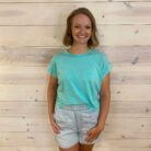 Washed 100% Cotton Cuffed Short Sleeve Top