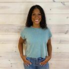Washed 100% Cotton Cuffed Short Sleeve Top