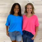 Woven Airflow V-Neck Dolman Short Sleeve Top