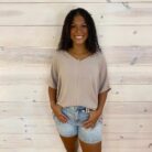 Woven Airflow V-Neck Dolman Short Sleeve Top