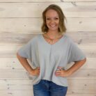 Woven Airflow V-Neck Dolman Short Sleeve Top