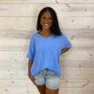 Woven Airflow V-Neck Dolman Short Sleeve Top