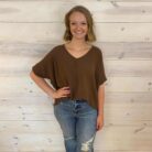 Woven Airflow V-Neck Dolman Short Sleeve Top