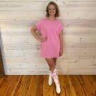 Premium 100% Cotton Washed T-Shirt Dress With Front Patch Pocket