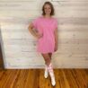 Premium 100% Cotton Washed T-Shirt Dress With Front Patch Pocket