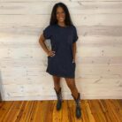Premium 100% Cotton Washed T-Shirt Dress With Front Patch Pocket
