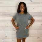 Premium 100% Cotton Washed T-Shirt Dress With Front Patch Pocket