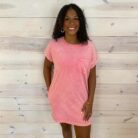 Premium 100% Cotton Washed T-Shirt Dress With Front Patch Pocket