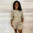 Camo Print Knit Casual Romper With Front Pockets