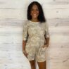 Camo Print Knit Casual Romper With Front Pockets
