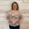 Mock Neck Floral Lace Mesh Long Sleeve Top