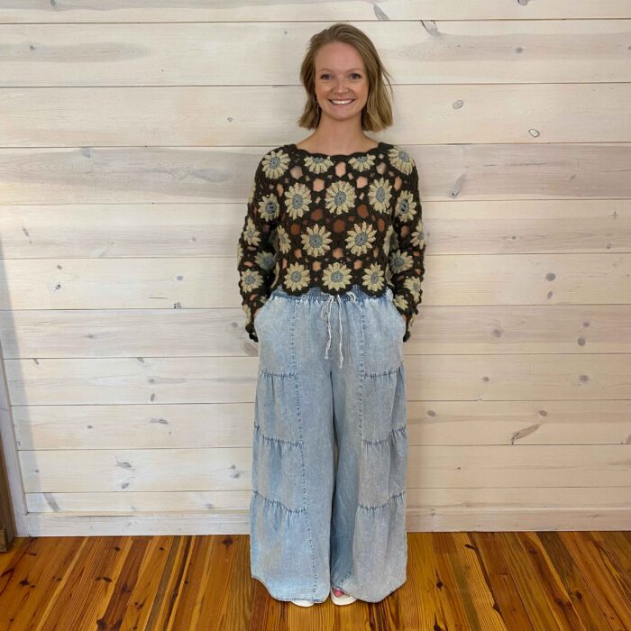 Free To Dream Crochet Long Sleeve Top