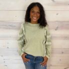 Ruffle Mineral Wash Long Sleeve Pullover Top