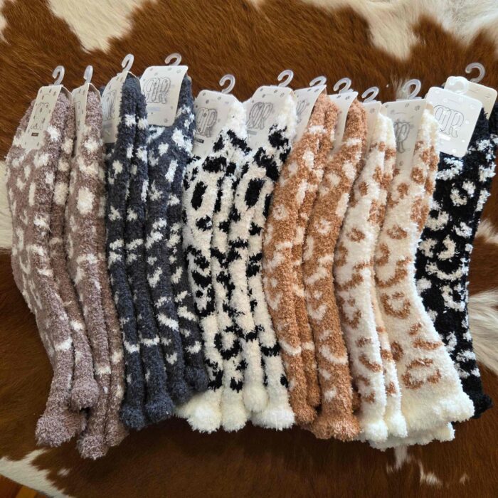 Plush Cozy Leopard Print Socks