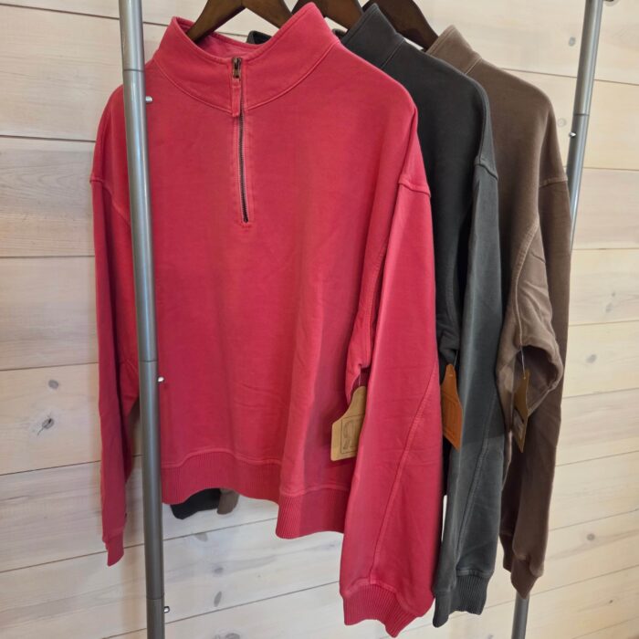 French Terry Pigment Dye and Enzyme Washed Half Zip Pullover