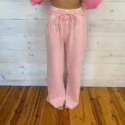 Acid Wash Fleece Palazzo Sweatpants with Pockets