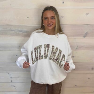 LULU MAC Embroidered Puff Letter Graphic Sweatshirt