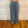 Acid Wash Fleece Palazzo Sweatpants with Pockets