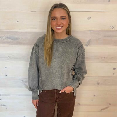 Halo Washed French Terry Exposed Seam Sweatshirt