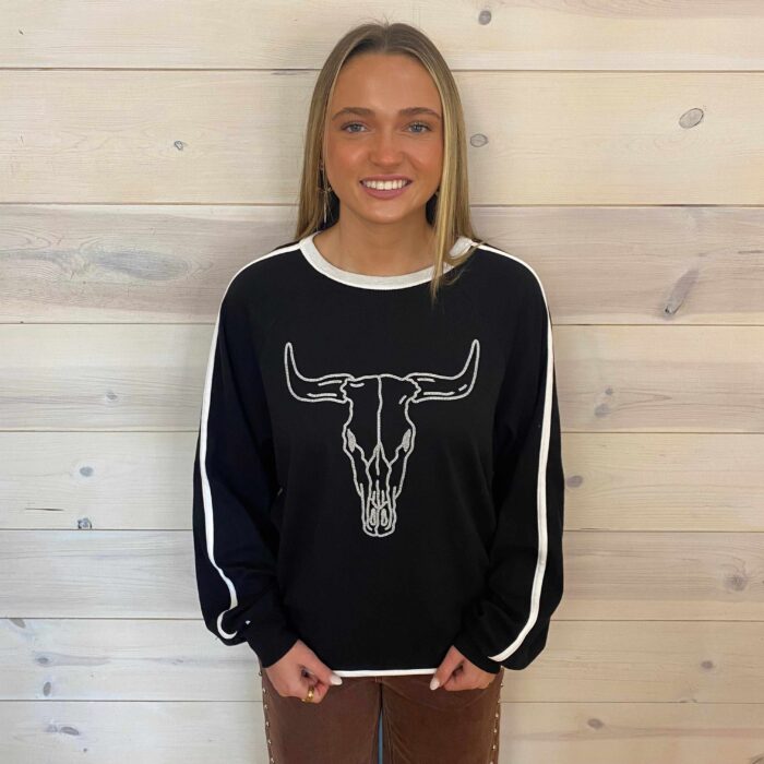 Vintage Longhorn Graphic Rib Knit Pullover