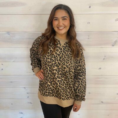 Leopard Print Crew Neck Sweatshirt