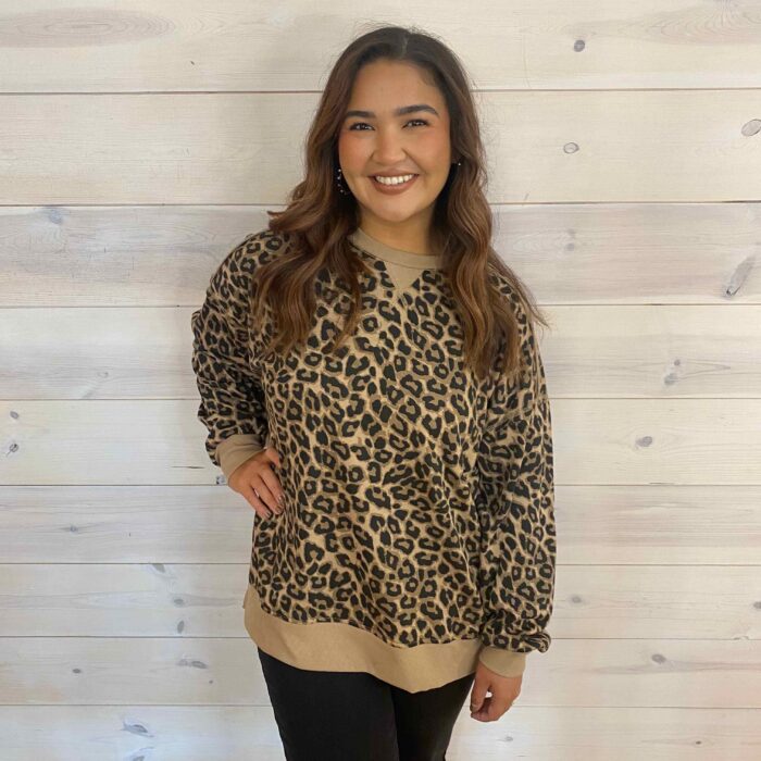 Leopard Print Crew Neck Sweatshirt