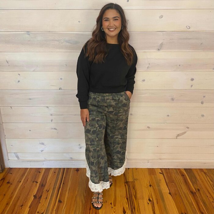 Lace Tulip Washed Camo Relaxed Fit Jean