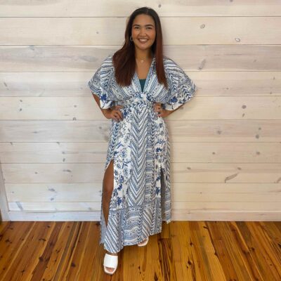 Bohemian Resort Unique Printed Slit Maxi Dress