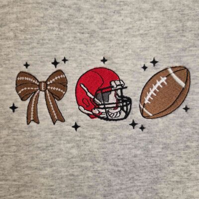 Football Helmet Bow Embroidered Graphic Sweatshirt